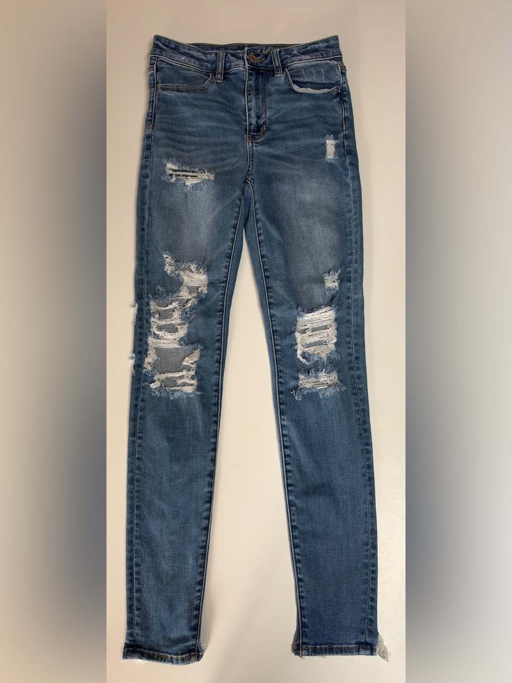 American Eagle Outfitters Distressed Jeggings- Medium Blue